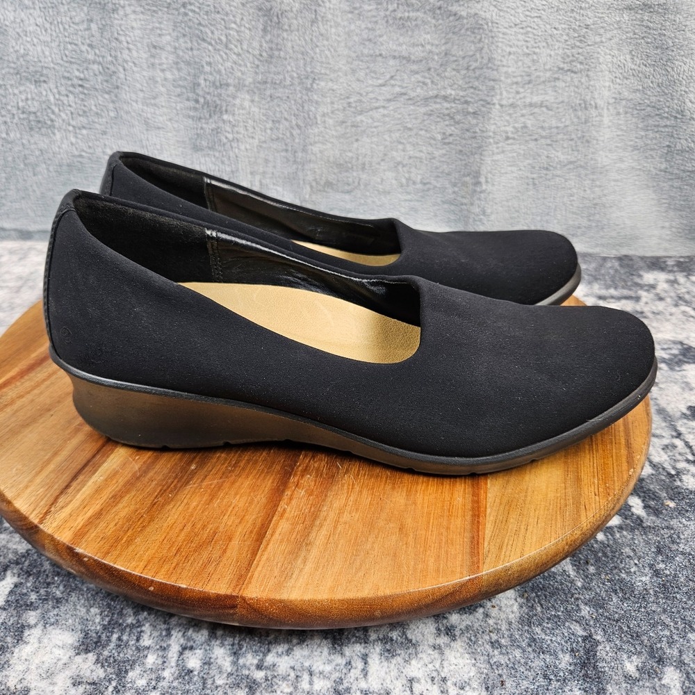 Ecco Felicia Stretch Shoes Womens 39 US 8.5 Black Wedge Slip On Comfort